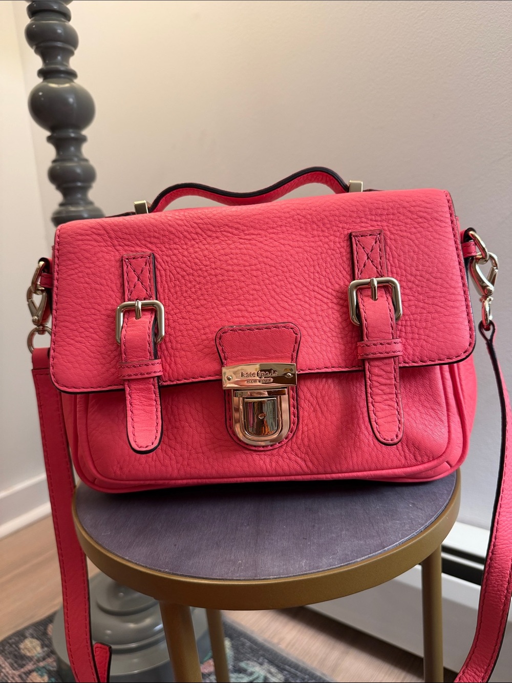Kate Spade New York Lola Avenue Lia leather crossbody bag hot coral pink